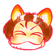 Two cartoon cat heads with orange ears and brown hair, one winking with closed eyes and a smile, the other with wide eyes and a tongue out.