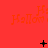 Red background with repeated orange 'H: Hallow i' text and black pixelated symbols changing across frames.