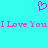 A cyan background displays a pink pixelated heart above repeating pink text reading "I Love You" with light blue pixel artifacts.