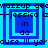 Blue and cyan pixelated squares with text "in da" inside, surrounded by repeated text "wazzup geewazzup geej-jessica izj-jessica izouse !!! yerouse !!! yer" on a cyan background.