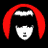Pixelated icon of a character with red hair, black bangs, and white facial features against a black background.