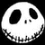A black-and-white pixelated image featuring a large circular skull on the left and stylized text reading "THE NIGHTMARE BEFORE CHRISTMAS" on the right, arranged in a contact sheet layout with two frames.