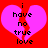 A static image of a pink broken heart on red background with black text reading 'i have no true love' in pixelated font.