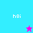 Pixelated icon with cyan and magenta background quadrants, white text 'h8i', and a small star-shaped figure that changes color between frames.