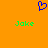 Blue pixelated heart symbol above two green 'Jake' texts on solid orange background.