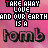A repeating pattern of text and stylized 'tomb' lettering on a pink gradient background with animated color shifts in the word 'LOVE'.