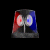 Four-frame animated contact sheet of a police siren icon with red and blue lights flashing in sequence across frames.
