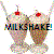 Two pixelated ice cream sundaes with whipped cream, cherries, and straws; text overlays read "FILL HERE" in blue and black.