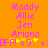 Pixelated text list on orange background with pink and yellow elements, showing names and symbols in a static layout.