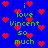 Blue background with red pixelated hearts and green text reading 'i love Vincent so much' repeated across the image.