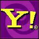 Yellow 'Y!' symbol with black outline on purple spiral background, featuring a small registered trademark icon.