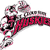 Pixelated graphic of a person in athletic gear holding a hockey stick, with red text reading 'HUSKIES' on a dark banner.