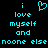 Pixelated cyan text on black background with heart symbol replacing 'love' in 'i love myself and noone else' phrase.