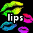 Pixelated lips in multiple colors with text overlays on a black background, pink gradient background, and collage of small images.
