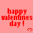 Red pixelated text 'happy valentines day!' on pink background with small red hearts, partially cropped at bottom right.