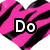 Pink and black zebra-striped heart-shaped icons with white text reading Do You Think I'm Hot? arranged in a