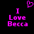 Pixelated pink text and heart symbol on black background, with 'I Love Becca' repeated twice in vertical alignment.