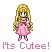Pixel art of a blonde girl in pink dress with text 'Its Cutee!' below, two versions differ by text color.