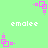 Pixelated green background with repeating pink square patterns and white text "emalee" in four positions.