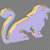 Pixelated purple lion with golden mane and tail, standing on gray checkered background next to green text reading 'Original Icons .com' in bright green pixel font.