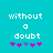 Pixelated cyan background with white text 'without a doubt' and five pink/purple asterisks, showing animation where the third asterisk shifts from purple to pink.