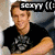 four pixelated images showing a person in different poses with overlaid text labels, each image cropped to show only the upper body