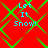 Red background with green diamond-shaped lattice pattern and cyan text reading "Let It Snow!" in four quadrants.