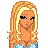 Pixel art of a blonde woman in blue bikini holding a bag, with partial text reading 'True BLUE Swimmer' and a snowflake symbol.