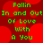 Green pixelated text reading "Fallin In and Out Of Love With A You" on a red background with blurred red circular shapes.