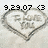 A static pixelated image shows a heart-shaped outline with text inside, overlaid by large black digital numbers and symbols at the top.