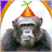 Animated monkey icon wearing a party hat with green sprout, displayed in a 2-frame contact sheet showing identical static poses.