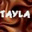A 48x48 pixel animated buddy icon featuring the text "TAYLA TAYLA" in white block letters over a swirling brown fabric background with visible dithering and pixelation.