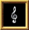 20 musical note icons in golden frames on black backgrounds, each icon showing a G-clef symbol with varying pixelation and clarity