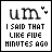 A 4x4 grid of animated frames showing a pixelated text-based icon with "um" and "I SAID THAT LIKE FIVE MINUTES AGO" text, where the word "LIKE" cycles through multiple colors across frames.