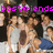 A pixelated group of people with pink text reading 'bestfriends' overlaid at the top, set against a dark background.