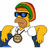 Pixelated character with brown skin, blue sunglasses, and a green-orange-red striped hat wearing white shirt and dark pants.