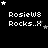 Pixelated text 'RosieW8 Rocks..X' appears with varying star positions on a black background, showing animation changes across frames.