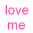 text-based icons with phrases like "love me" and "hate me" in various colors on a white background