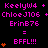 A static digital image displays repeated text and heart symbols in pink and orange on a black background, with no visible animation.