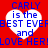 Red background with four white heart shapes containing blue text reading 'CARLY is the BEST EVER and LOVE HER!'.