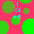 Pixelated pattern of green circles on pink background with cyan text 'i <3 ed!' repeated across the image.
