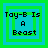 Four identical pixelated text-based icons arranged in a , each displaying "Tay-B Is A Beast" with layered green and cyan square borders