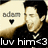 Pixelated image of a person with dark hair and light skin, wearing a black shirt with a silver necklace, next to text elements including 'adam' and 'luv him<3'.