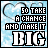 Four identical pixelated display a light blue background with heart outlines and text reading "SO TAKE A CHANCE AND MAKE IT BIG" in black-and-white block letters