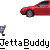 Animated contact sheet showing 10 frames of a buddy icon featuring red cars, blue shopping carts, and yellow hand icons with white balls on gray background.