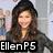 four pixelated images showing a woman with long brown hair in different outfits and backgrounds, with text overlays