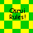 Green and yellow pixelated checkered background with 'Osruj Rules!' text in four quadrants, transitioning from square to diamond pattern.