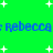 Green background with white plus signs and blue text reading 'Rebecca: Rebecca' repeated twice.