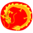 Circular red icon with a golden-yellow dragon coiling around its center, featuring stylized scales and a small green eye.