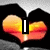 Animated sequence showing text forming 'I Love Mystery Man' over a heart-shaped background with orange and yellow gradient.